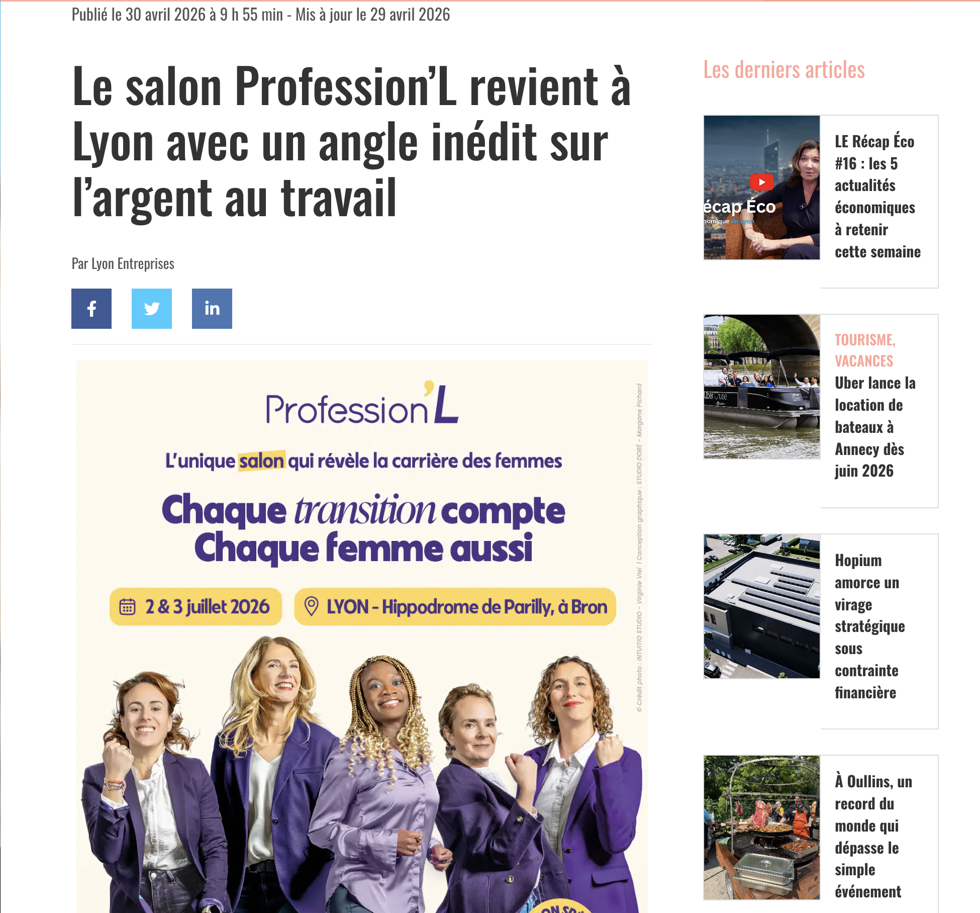 Lyon entreprises avril